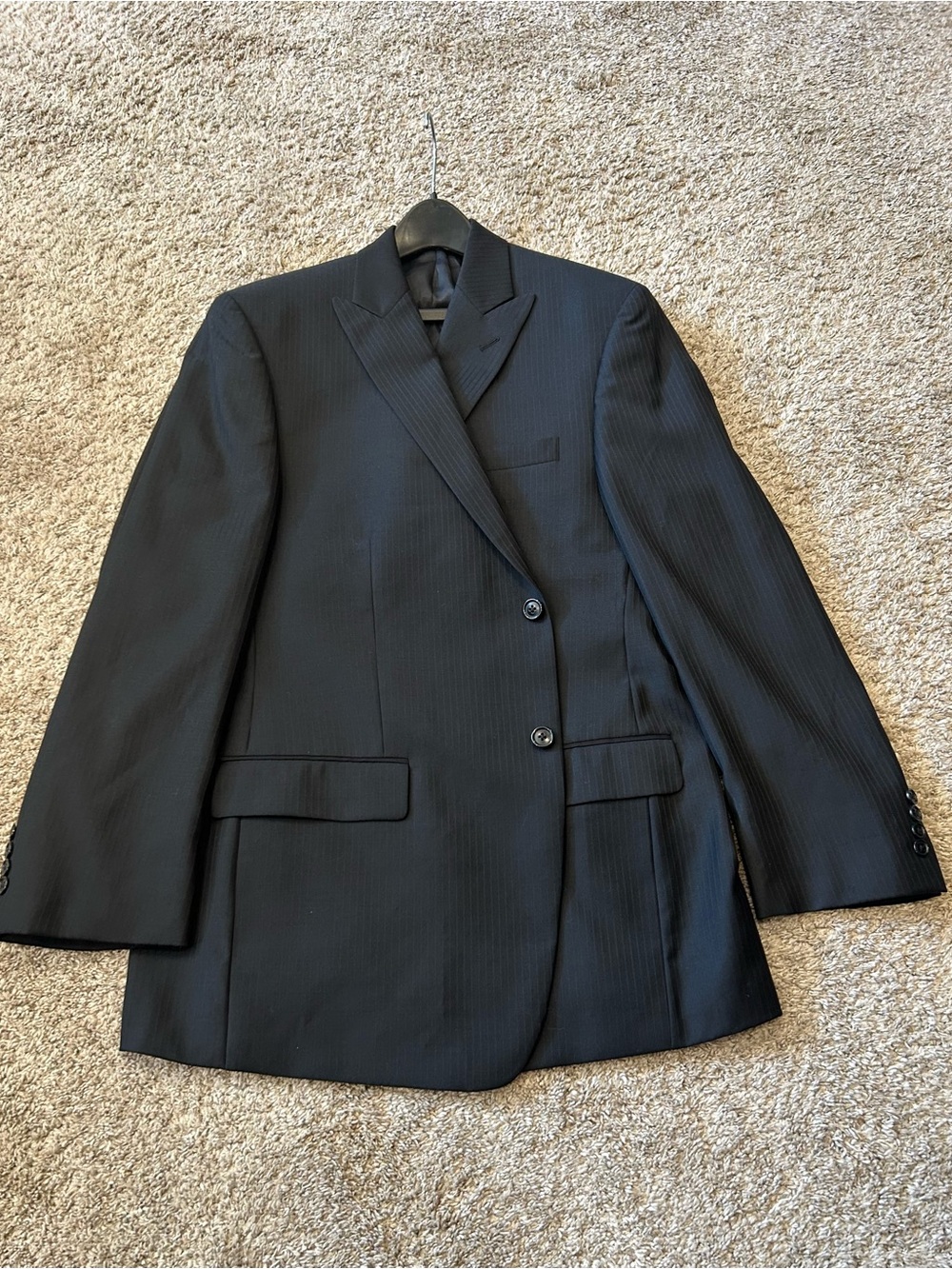 Calvin Klein Lord & Taylor Black Pinstripe Two-Button Men's Blazer